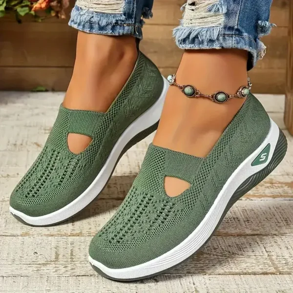 Soft Sole Knitted Sneakers For Women Breathable Comfort Casual Sports Shoes Woman Lightweight Hollow Out Mesh Flats Summer Shoes - Image 3