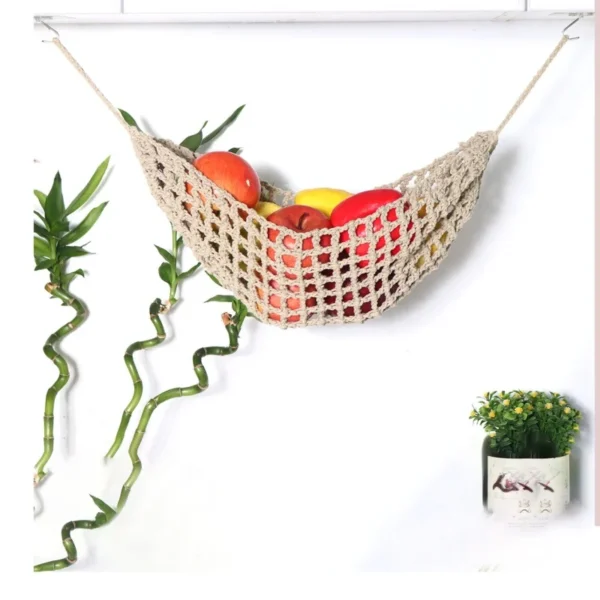 Macrame Handwoven Fruit Hammock Banana Holder Boho Cotton Rope Hanging Net Basket Home Kitchen Under Cabinet - Image 5