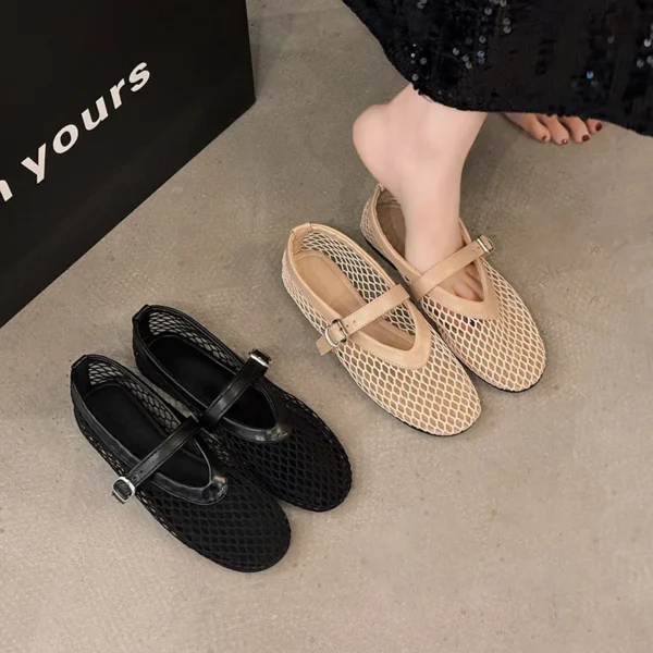 Summer Luxury brands MS Hollow Sandals Women Flats Shallow New Beach Shoes Comfort Retro Female Flat shoes - Image 3