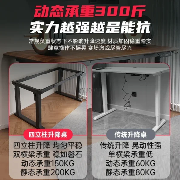 *Intelligent electric lift computer desk sub-bedroom household four-column office desk dual motor e-sports table - Image 5