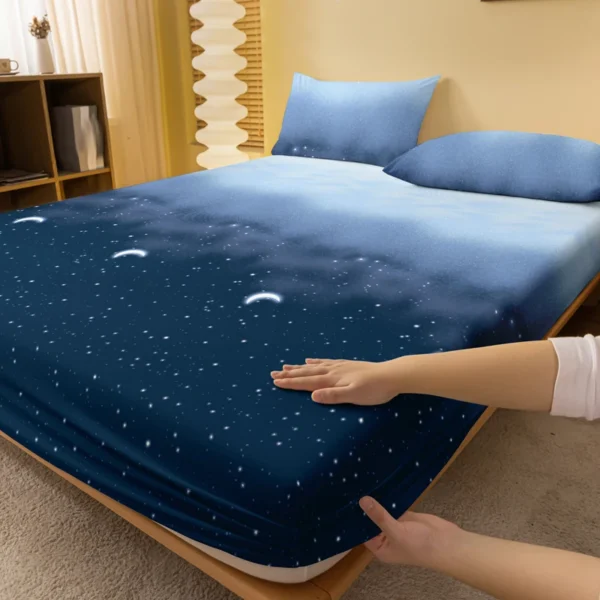 1 piece of fantasy starry sky patterned frosted bedsheet, bedroom printed bedspread, bedding (excluding pillowcases) - Image 2