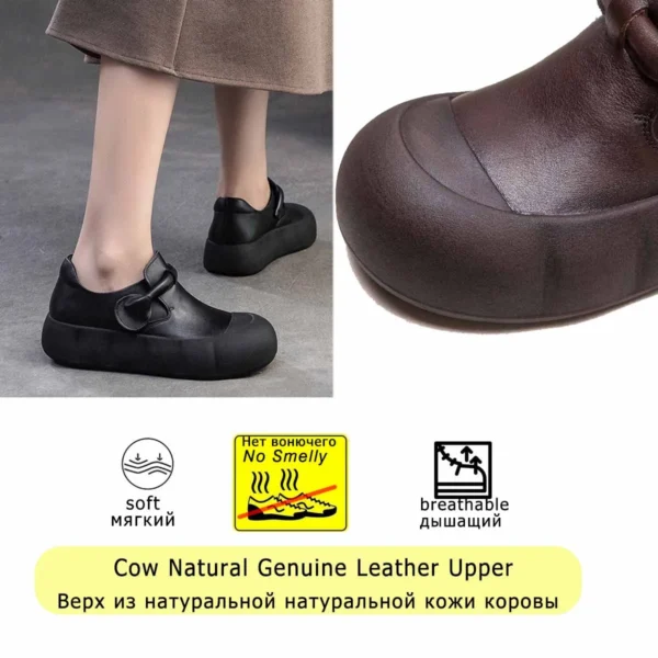 Koznoy 4cm Cow Natural New Genuine Leather Designer Fashion Hook Rubber Mary Jane Summer Fall Autumn Flats Women Loafer Shoes - Image 3