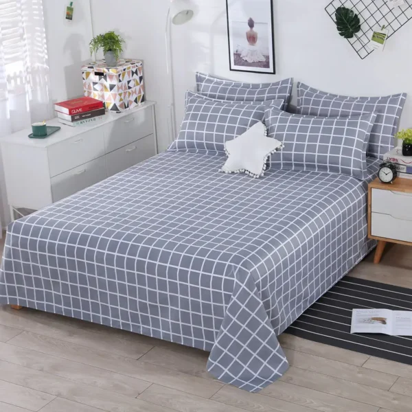 3pcs/Set Home Textile Bed Sheet Set with Pillowcases Cotton Material Lovers Room Bedding Room Flat Sheet - Image 5