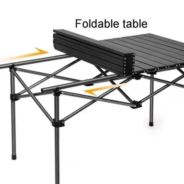 Outdoor Folding Long Table Portable Storage Black Camping Desk Barbecue Easy To Install With Net Bag Light Stable - Image 6