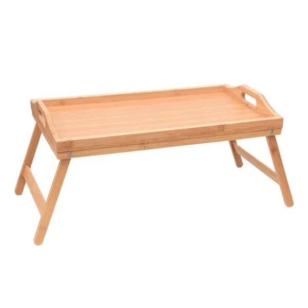 Bamboo Bed Tray Table with Folding Legs Handle Foldable Serving Laptop Tray Snack Tray Breakfast Tray Bed Table Drawing Table