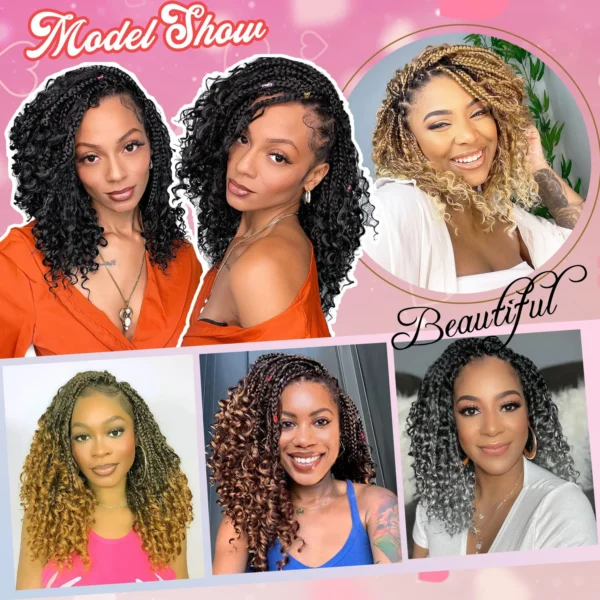 10 Inch Goddess Box Braids Crochet Hair 1Pack/Lot Synthetic Boho Crochet Box Braids With Curl Ends Box Braids Hair Extensions - Image 6