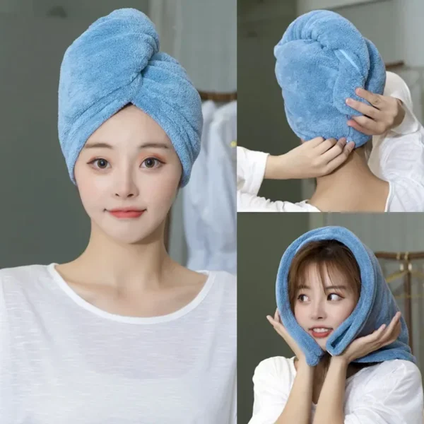 Women Long Hair Quick-Dry Hair Towel Soft Microfiber Towels Shower Cap Towel Bath Hats for Women Dry Hair Cap Lady Turban Head - Image 2