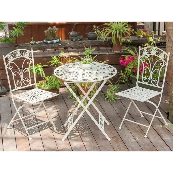 Colorful table and chair combination three-piece set, balcony creative casual milk tea shop coffee chair flower stand - Image 2