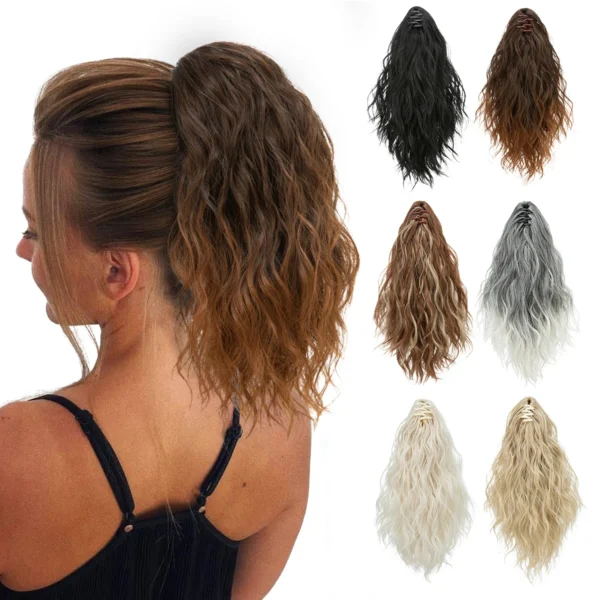 13Inch Premium Synthetic Curly Claw Clip In Ponytail Blonde Brown Short Hairpiece Fake Hair False Pigtail Hair Extensions P064