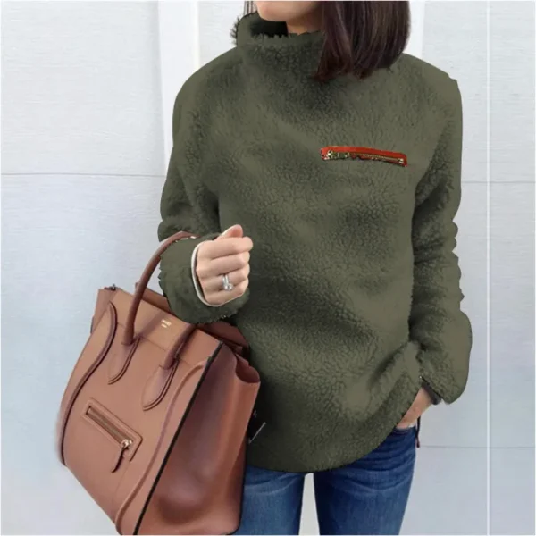 Winter Super Soft and Comfortable Solid Color Turtleneck Pullover Women's Sweater Fashion Zipper Sexy Top Ladies Hipster Clothes - Image 5