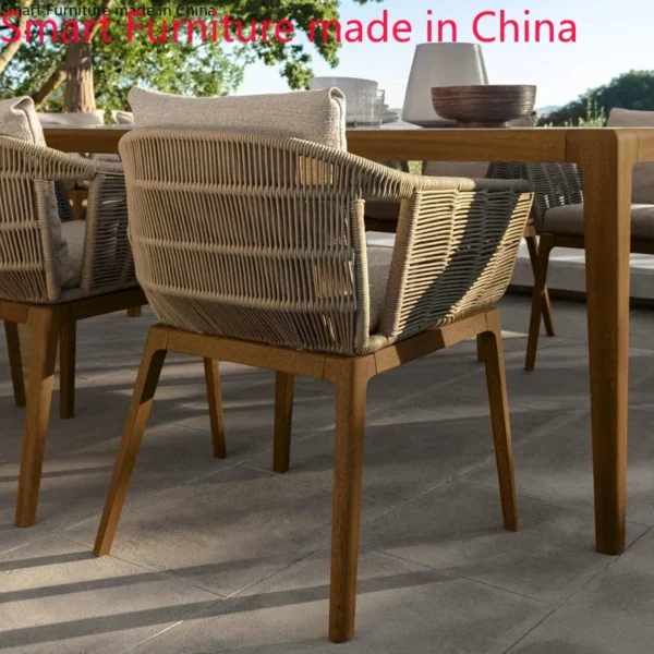 Outdoor garden rattan chair balcony outdoor table and chair combination villa high-grade teak furniture waterproof and sunscreen - Image 5