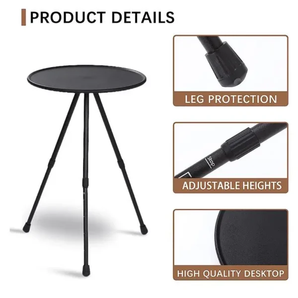 Portable Camping Round Table Adjustable Folding Liftable Mini Table Ultralight Brazier Table for Picnic Garden Camping Furniture - Image 3