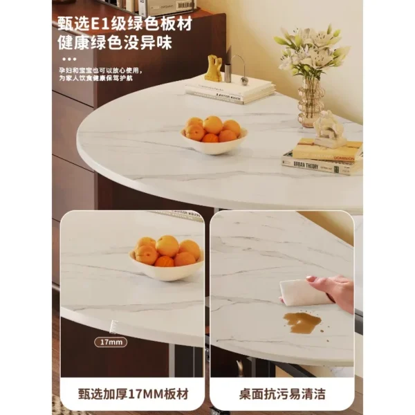 Foldable table dining table household small apartment round eating simple rental room 10 people folding large round - Image 2