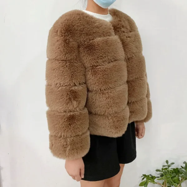 2024 Women Faux Fur Coat Autumn Winter High Quality Fluffy Short Coat Faux Fox Fur Jacket  Ladies furry Fashion Tops - Image 4