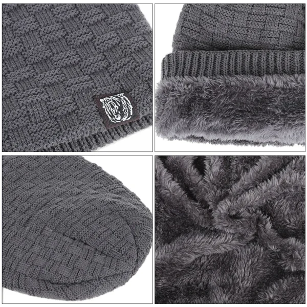 Winter Men's Plush Hat Lining Beanies Outdoor Sports Keep Warm Knitted Skullies - Image 3