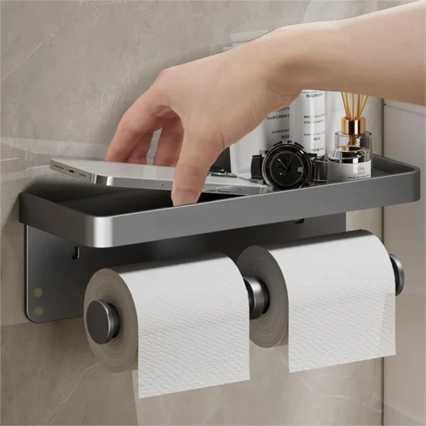 Toilet Paper Holder Wall-Mounted Aluminum Alloy Toilet Paper Holder Tissue Rack Bathroom Tissue Holder Bathroom Accessories