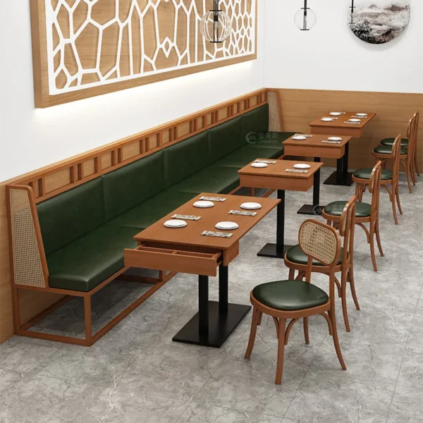 Commercial Furniture Restaurant Hotel Use Wooden Booth Sofa Seating Sets Fast Food Restaurant Dining Table And Chairs Sets - Image 3