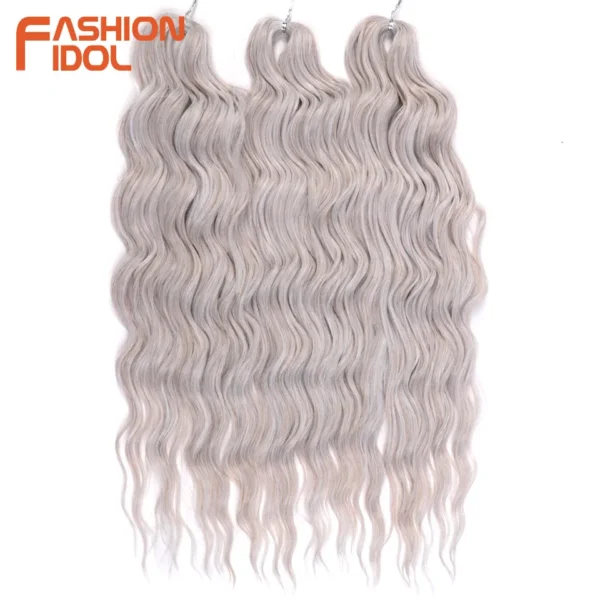 Anna Hair Synthetic Loose Deep Wave Braiding Hair Extensions 24 Inch Water Wave Braid Hair Ombre Blonde Twist Crochet Curly Hair - Image 2