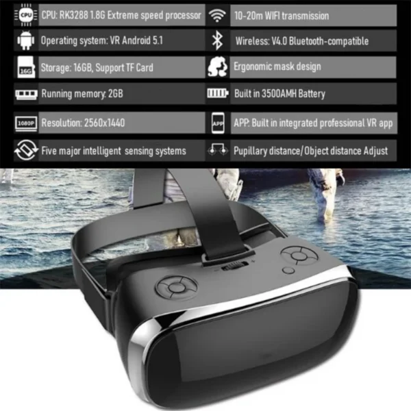 All-in-One VR Glasses Virtual Reality IMAX Cinema Headset Helmet 360?? Full View Immersive Gaming Android PC Wireless 3D Glasses - Image 2