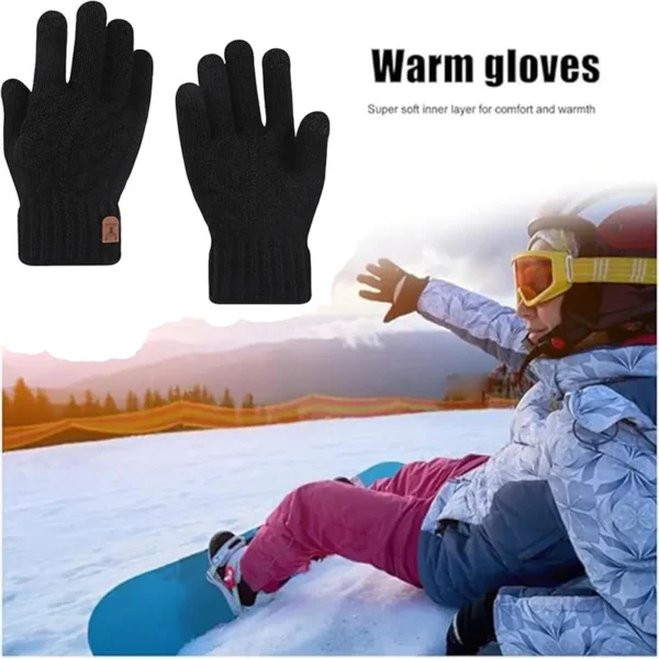 Winter Gloves Warm Knitted Touch Screen Gloves with Elastic Windproof Cuff Winter Outdoor Riding Sport Cold Proof Mittens Gloves - Image 3