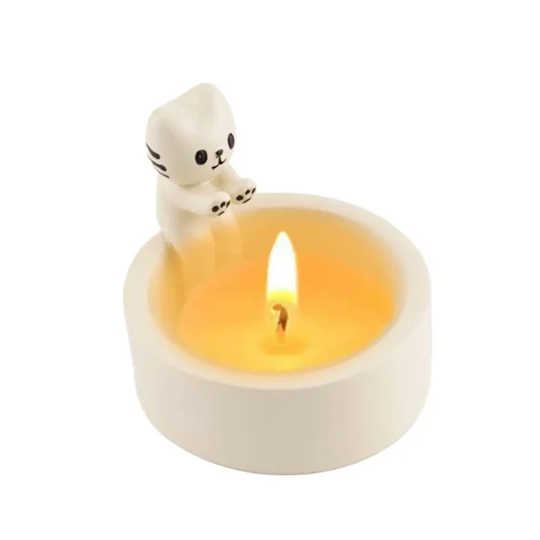 Cartoon Kitten Candle Holder Grilled Cat Aromatherapy Candle Holder For Home Bedroom Living Room Cute Mini Desktop Decorations - Image 4