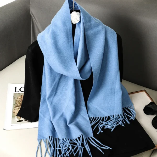 62Color Solid Women Winter Scarf Warm Thicken Cashmere Shawl Outdoor Fashion Luxury Tassels Pashmina Lady Wrap Windproof Scarves - Image 2