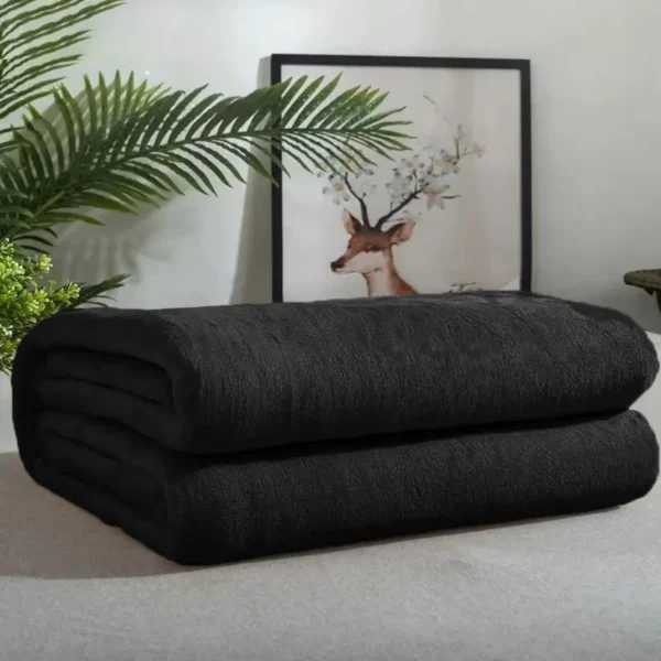 Fluffy Warm Super Soft Flannel Blanket Durable Office Bedspread Coral Fleece Solid Color Summer Blanket Thin Quilt Small - Image 2