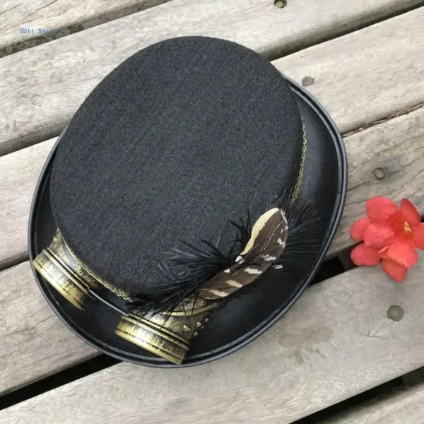 Steampunk Hat Vintage Top Hat Men Women Hat Carnivals Party Costume Accessories - Image 2