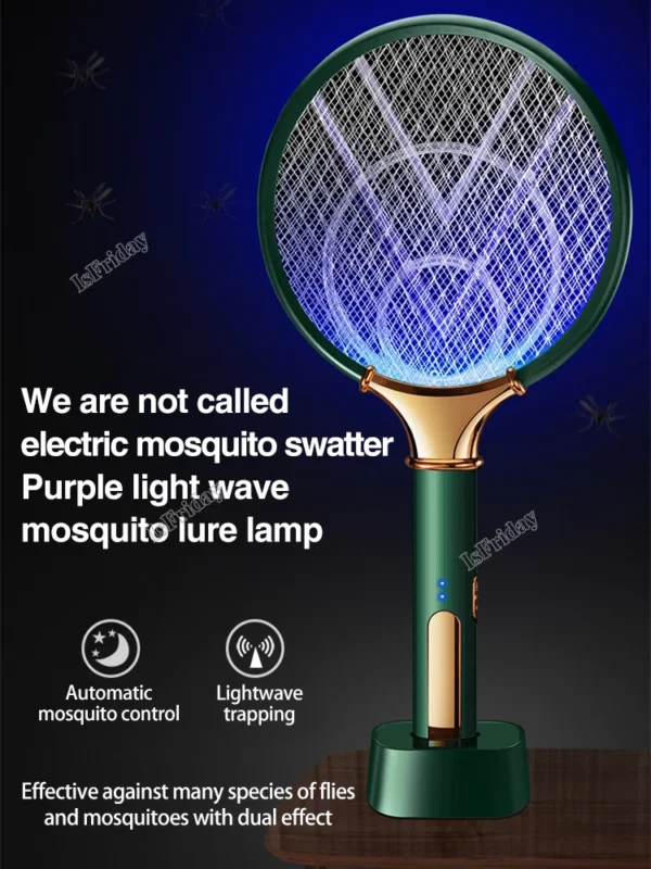 1200mAh Electric Mosquito Swatter LED Rechargeable Anti Fly Bug Zapper Killer Trap Insect Racket Pest Control Product - Image 2