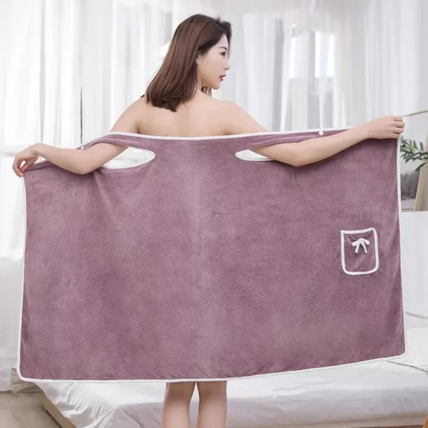 1-piece wearable bath towel, female adult bath skirt, coral fleece soft and absorbent home bath skirt