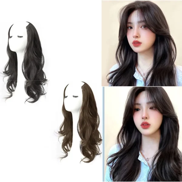 Synthetic Women Long Curly Invisible Seamless V-shaped Wig Simulated Increase Volume Fluffy High-level One-piece Hair Extension - Image 2