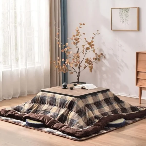 Japanese Kotatsu Table 4pcs Set – Heating Table, Quilt, Carpet &Heater for a Cozy Winter Coffee Table Household Heating - Image 3