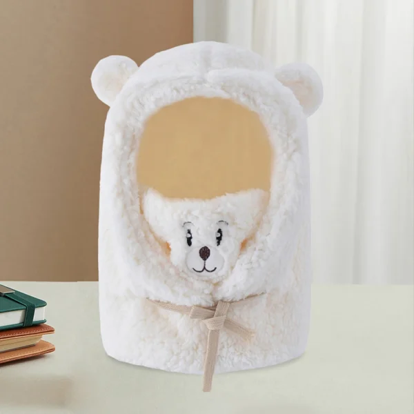 Cartoon Bear Fuzzy Hat, Ear & Neck Protection Winter Cute Hooded Hat, Comfortable Thermal Beanie Hat - Image 4