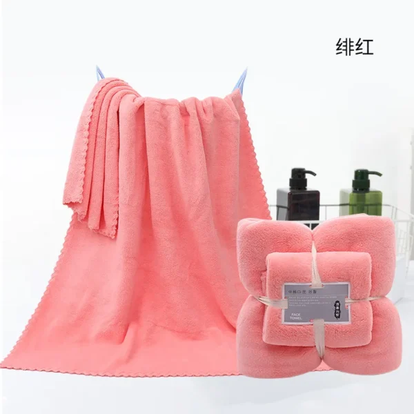 2PC Bath Towels Set Super Soft Highly Absorbent Quick-drying Coral Velvet Bath Towel For Adults Hotel & Spa Use - Image 6