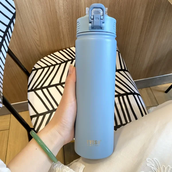 Tyeso 600/750ML Thermos Bottle With Straw Stainless Steel Car Thermal Cup Sports Water Bottles Keeps Cold and Heat Thermal Mug - Image 5