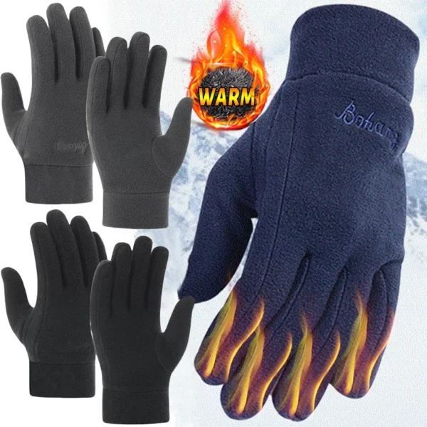 Thicken Fleece Gloves for Men Women Winter Warm Thermal Full Finger Glove Outddor Windproof Running Skiing Cycling Mittens - Image 3