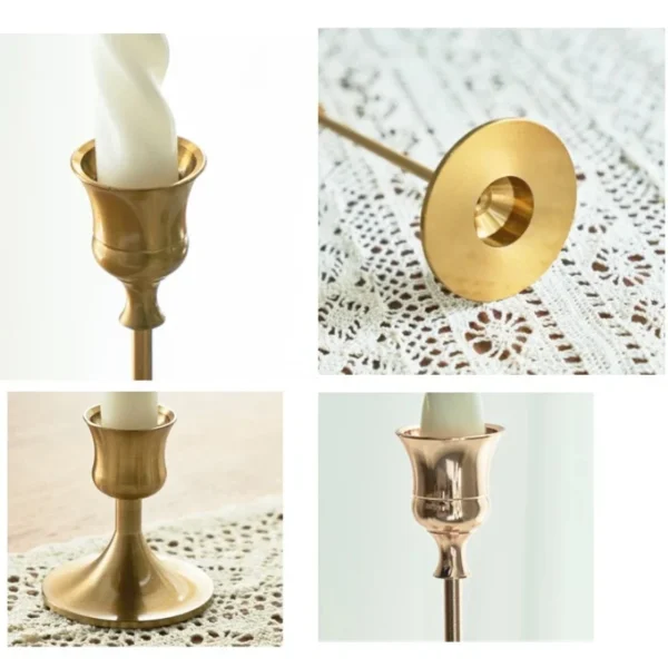 3pc Candlestick Holders Kit Brass Gold Candlestick Set Candle Holders Decorative Candlestick Stand for Wedding Party Dinning - Image 6