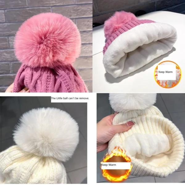 Fashion Women Pompoms Hat Hairball Hat Thickened Fall and Winter Warm Hat Stylish Beanie Hats Casual Outdoor Knitted Cap - Image 6