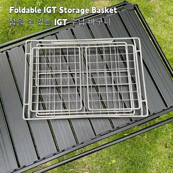 IGT Folding Storage Basket Camping One Unit Drain Basket Stainless Steel Vegetable Washing Basket Outdoor IGT Table Accessories - Image 3