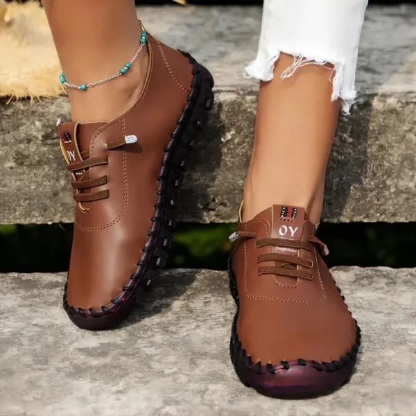 Women Summer Shoes Leather Handmade Shoes Mom Comfortable Lightweight Oxford Large Size Soft Sole Shoes ???ҧ?ӧ? ???֧ߧ?ܧѧ? ???֧?ߧ?? - Image 2