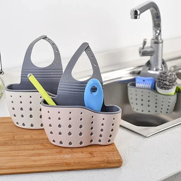 1PC Kitchen Organizer Adjustable Snap Sink Sponge Holder Kitchen Hanging Drain Basket Kitchen Gadgets - Image 6