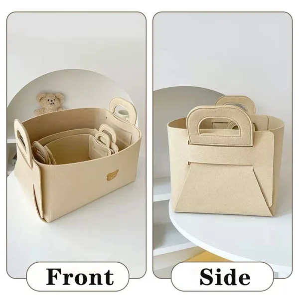 5PCS Bear Felt Storage Basket Large Capacity Foldable Clothes Organizer Snacks Toys Storage Basket Desktop Sundry Organizer - Image 5