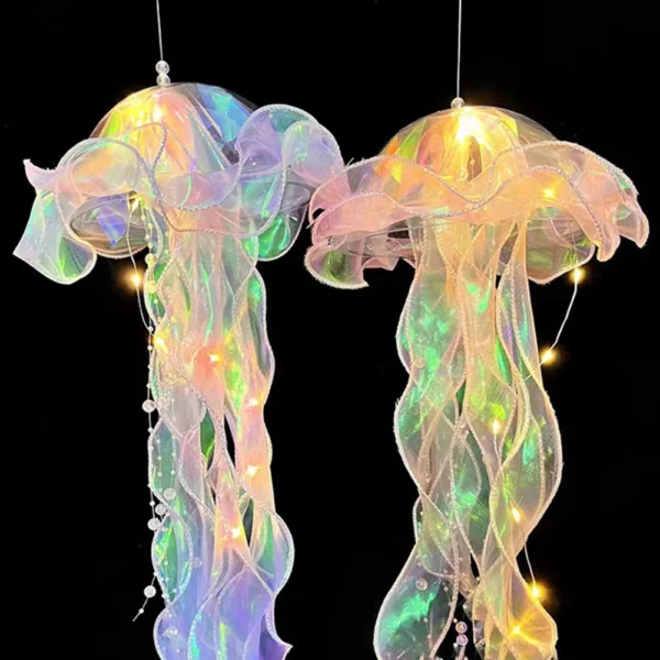 DIY Jellyfish Lantern Under The Sea Colorful Jellyfish Lamp Girl Bedroom Atmosphere Decoration Lamp Mermaid Theme Party Decor - Image 3