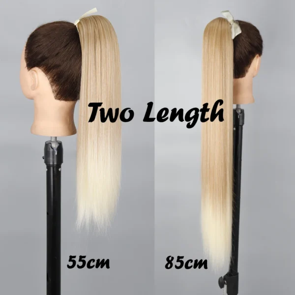 MERISIHAIR Synthetic Long Straight Wrap Around Clip In Ponytail Hair Extension Heat Reistan Pony Tail Fake Hair - Image 2