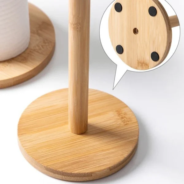 Kitchen Wooden Roll Paper Towel Holder Bathroom Tissue Vertical Stand Disposable Paper Pot Kitchen Toilet Storage Accessories - Image 4