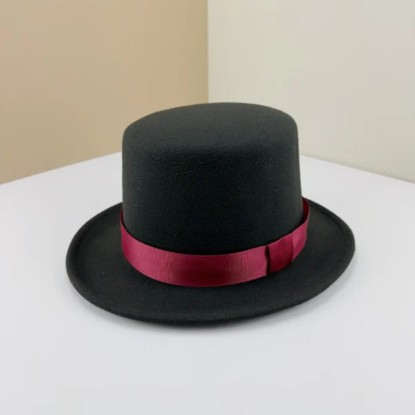 Fedoras Wool Magic high hat British black jazz top hat male court gentleman flat felt hat Webbing sombrero de copa brit??nico - Image 5