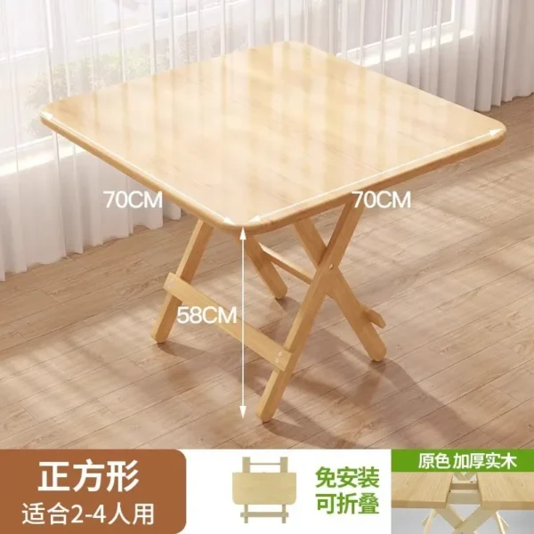 Solid Wood Dining Table Foldable Household Small Apartment Eating Rectangular Foldable Square Table Simple Small Table - Image 6