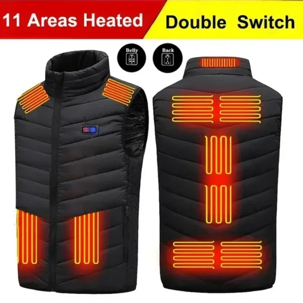 21/13/9Areas Self Heating Vest Jacket Heated Winter Men Womens Heated Jacket Tactical Heating Vest Body Warmer Coat with  Gloves - Image 3