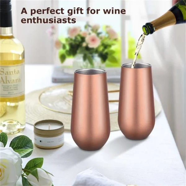 6oz Stainless Steel Thermos Champagne Tumbler Cup With Lids Wine Glass Beer Cup Wedding Party Festival Mug Gift - Image 2