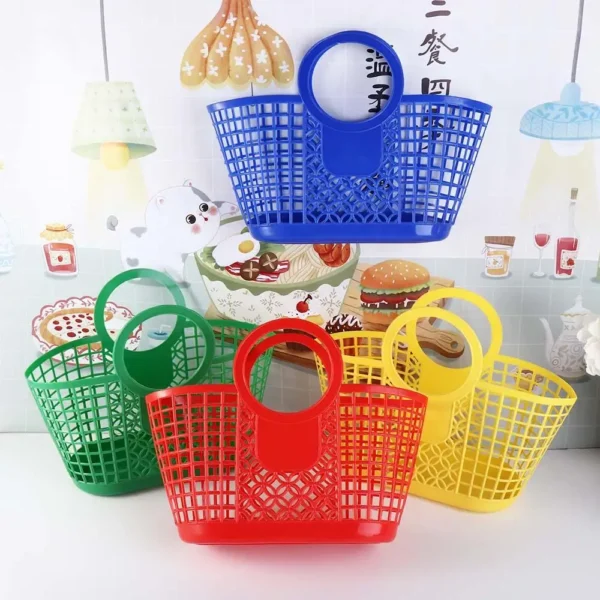 Portable Plastic Practical Hand-Held Hollow Basket Kitchen Bathroom Accessories Toy Organizer Storage Basket